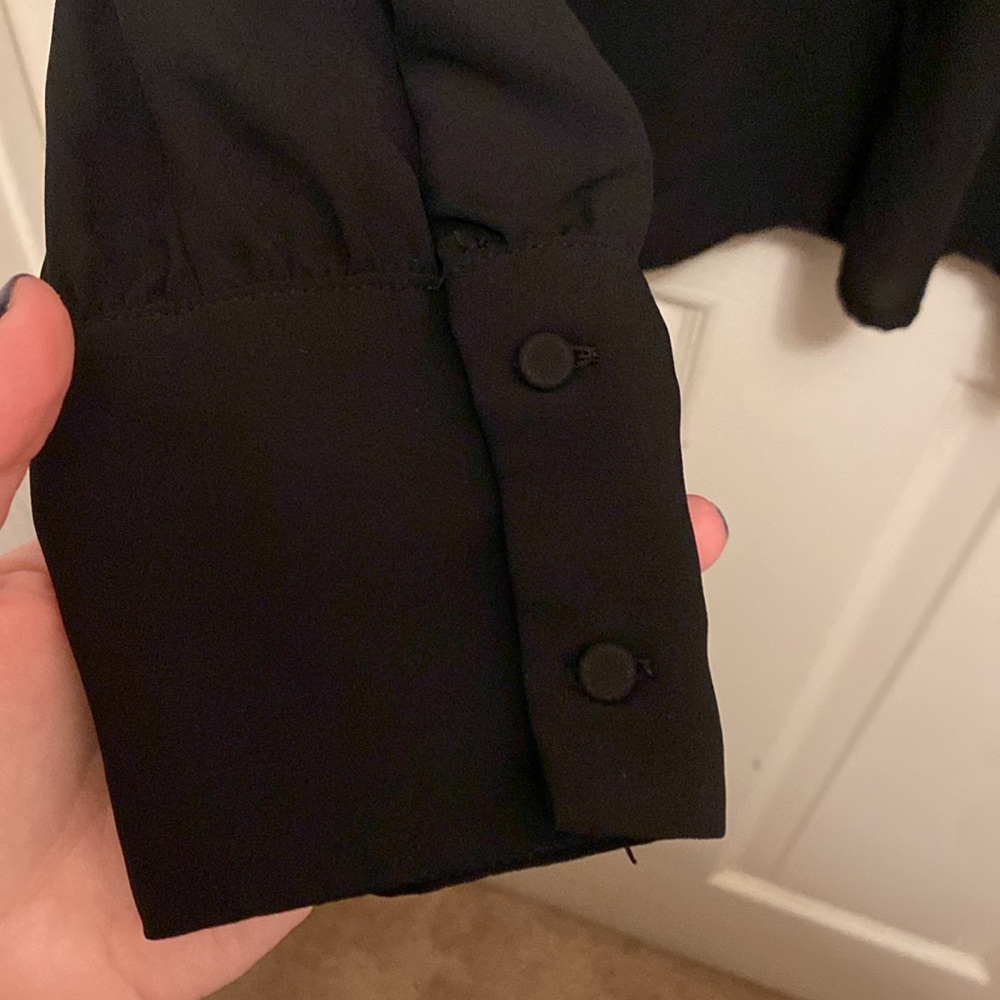 Black J. Crew Mockneck blouse size L - Picture 4 of 5